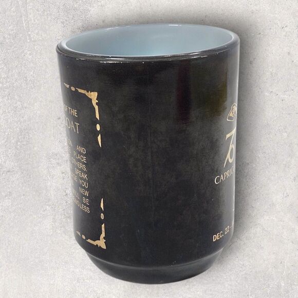 Vintage Anchor Hocking Capricorn Zodiac Mug Milk Glass Astrology Celestial Goat - Picture 2 of 7